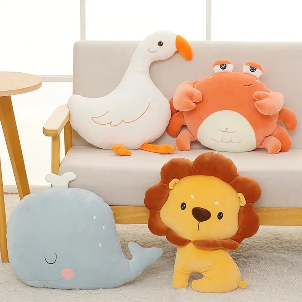 Cute Throw Pillows Crab Whale Goose Lion Pillow Comfortable Room Sofa Car Bed Office Headboard Cushion Doll Back Plush Toy Gift