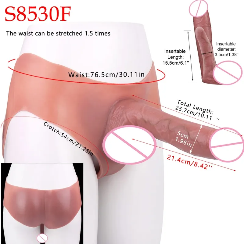 Manchon de pénis réaliste taille haute, sangle sur gode creux, culotte en Silicone, extension de bite, jouet sexuel pour hommes