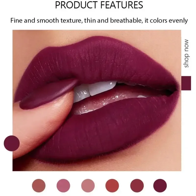 Moisturizing Matte Lipstick 6 Shades Long Lasting Non Transfer Nude Lip Gloss HANDAIYAN Cosmetics For Ladies