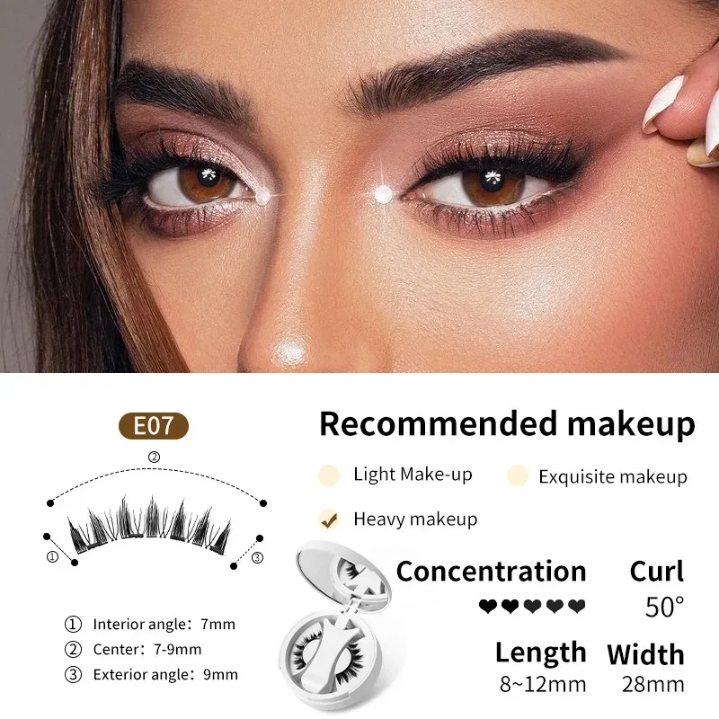 Brown Lashes 3Magnetic eyelashes integrated storage box 3D false eyelash with applicater natural thick glue-free eye lashes drop — image 13