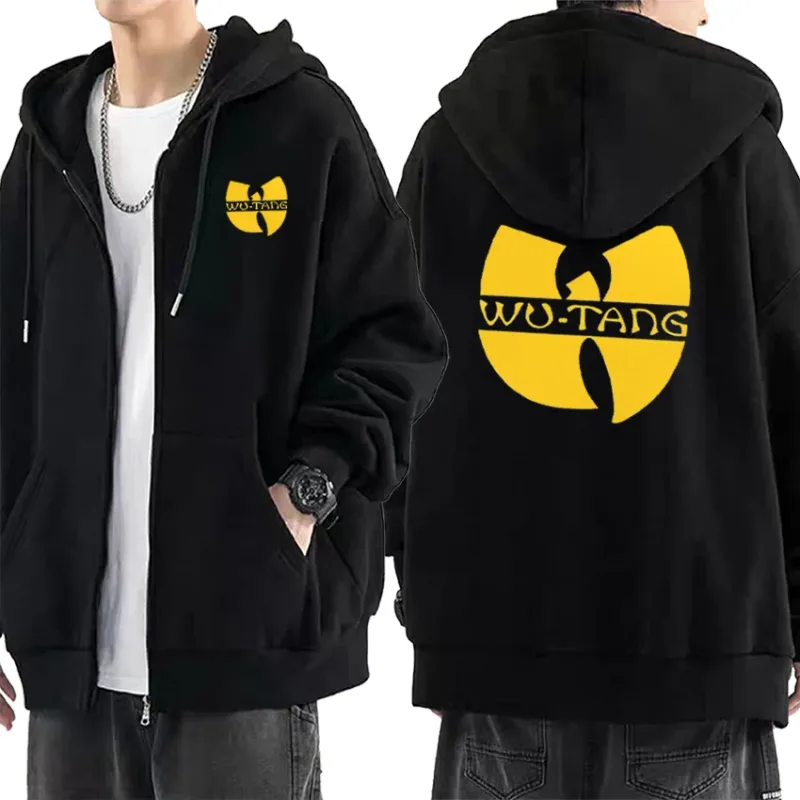 Hip hop années 90 wu clan t-tangs gráficos hoodie masculino feminino punk zip up jaqueta de manga longa velo casaco gótico solto streetwear