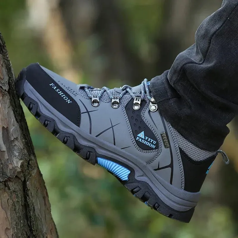 New men's sports hiking shoes 2024 men's anti slip training shoes leather outdoor men's oversized autumn hiking Jogging shoes