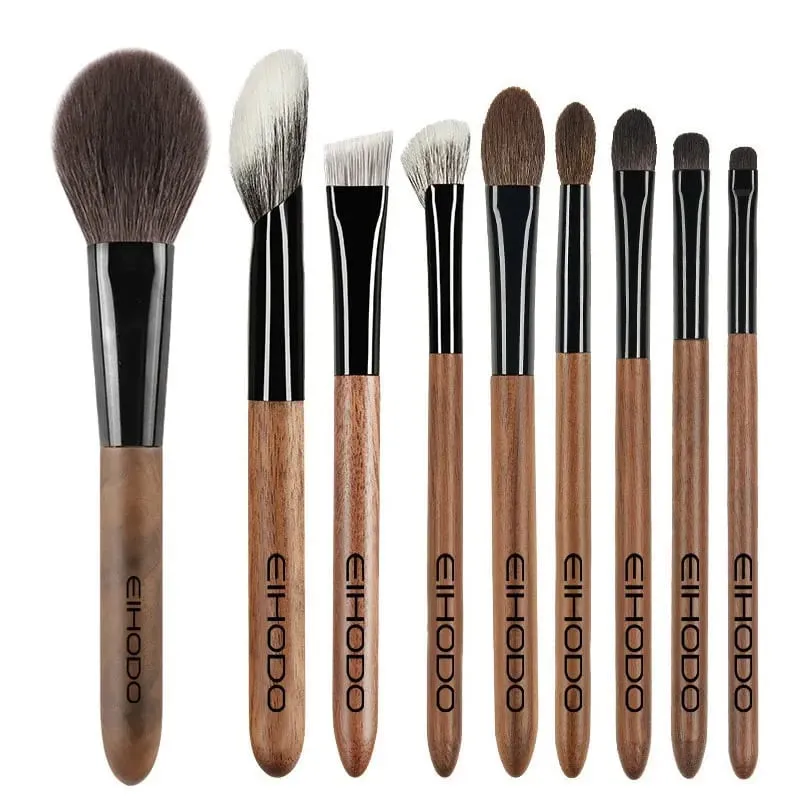 8pcs/set sickle Goat Hair Contour Makeup brushes Bevel Blush Make up brushes Powder Setting Multi-functional Walnut cosmeti tool — image 5