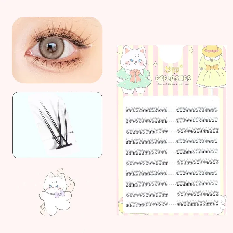 J Curl V Shape Under Eyelash Comic Eye Lashes Natural Bottom Lashes Soft Manga Eyelashes Bunches Eyelash Clusters Korean Makeup