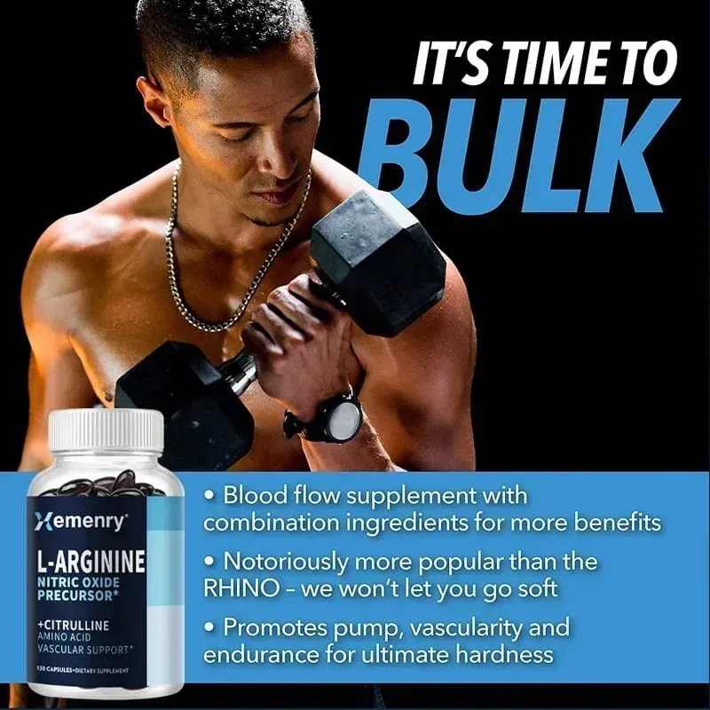L-Arginine - Nitric Oxide Supplements - Boost Endurance & Strength Promote Muscle Growth Improve Performance