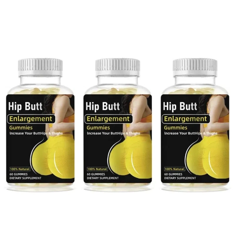 Hip Butt Enlargement Gummies for Buttocks Hips and Thighs Adults Glute Curve Support Gummies for Women Peach Flavor 60 Count