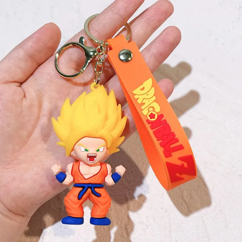 Anime Dragon Ball Keychain PVC Cartoon Cartoon Figure Trunks Son Goku Piccolo Buu Vegeta Figures Key Chain Keyring Bag Decor