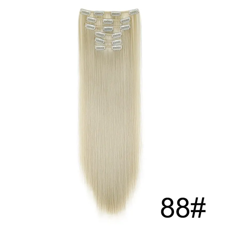 24Inch Synthetic 6pcs/set Long Straight Clip-in Hair Extension Heat Resistant Fiber Hair for Women Hair Accessories — image 24