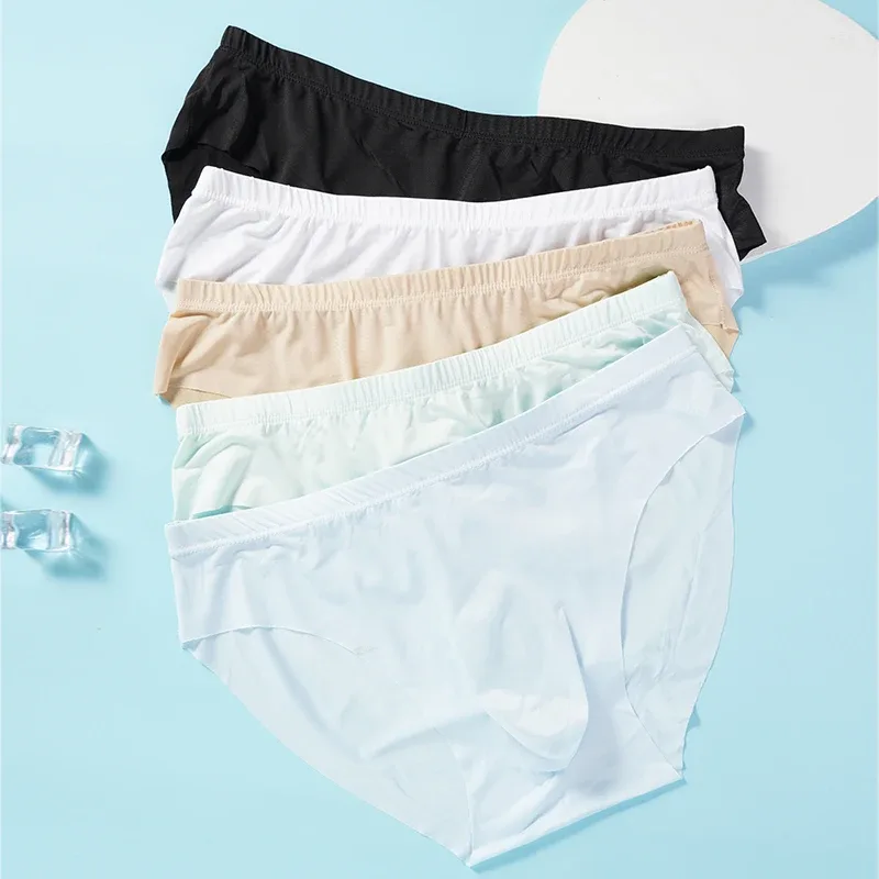 4 adet erkek Buz Ipek Külot Yaz Şeffaf Dikişsiz Seksi Çabuk kuruyan Trendy nefes alan iç çamaşırı Ultra ince Külot