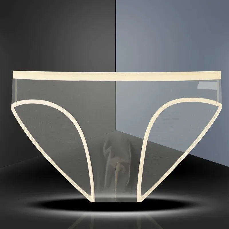 Transparent Underwear Hot Man Pants Ultra-thin Perspective Mid-rise Male Mesh Slips Homme Panties Plus Size — image 23