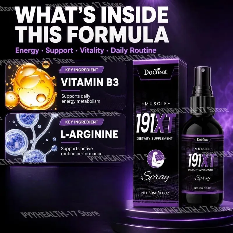 191XT muskelspray med vitamin B3 L-arginin og Tribulus terrestris ekstrakt for muskelstøtte udholdenhed 30 ML — image 3