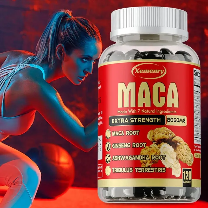 Maca Root Capsules - with Ginseng & Ashwagandha to Support Energy Endurance and Performance Muscle Mass Improve