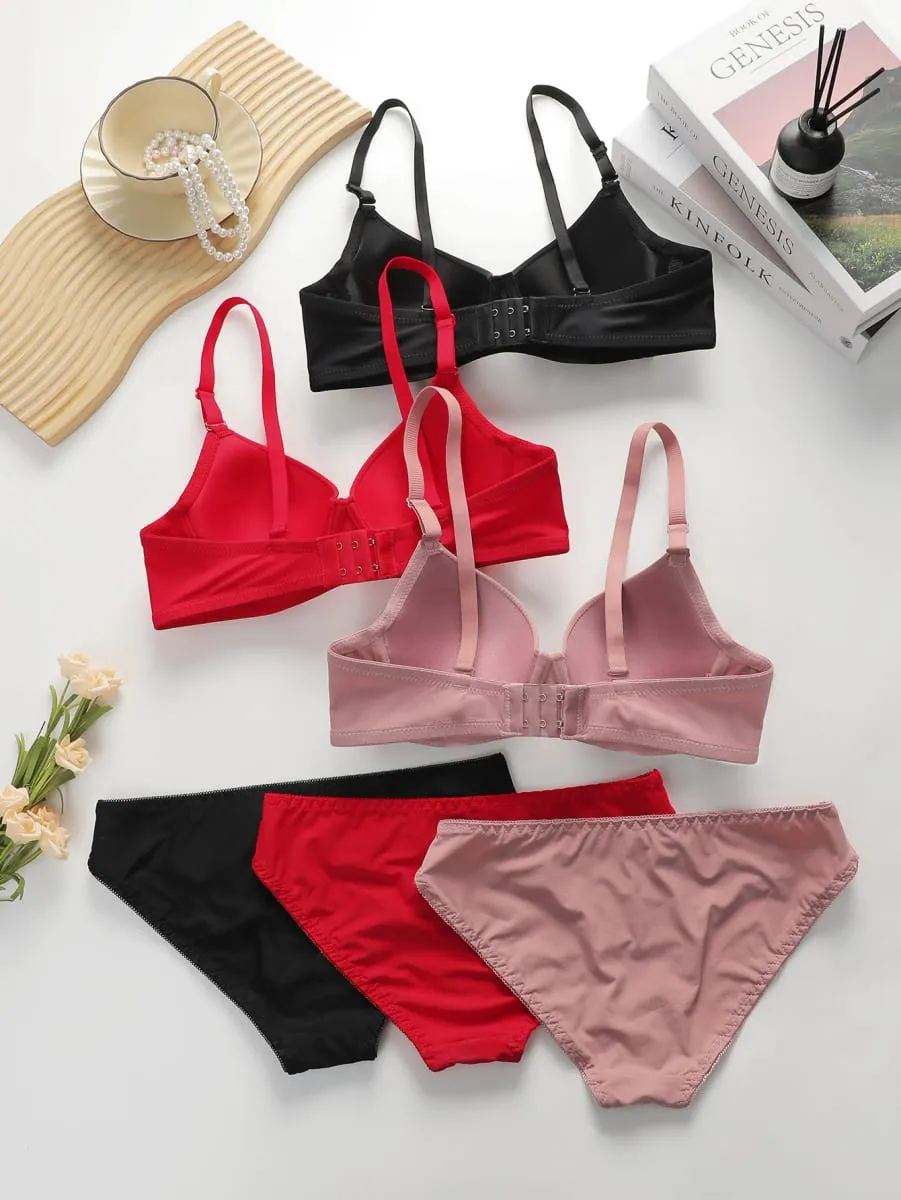 솔리드 Underwire 란제리 세트 속옷 팬티 세트 여성 강철 반지와 브래지어를 밀어 Intimates 속옷 정장
