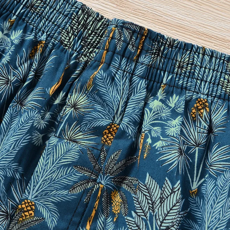Boxer da uomo in cotone, intimo da uomo con motivo stampato, pantaloncini stile college, abbigliamento estivo traspirante e confortevole