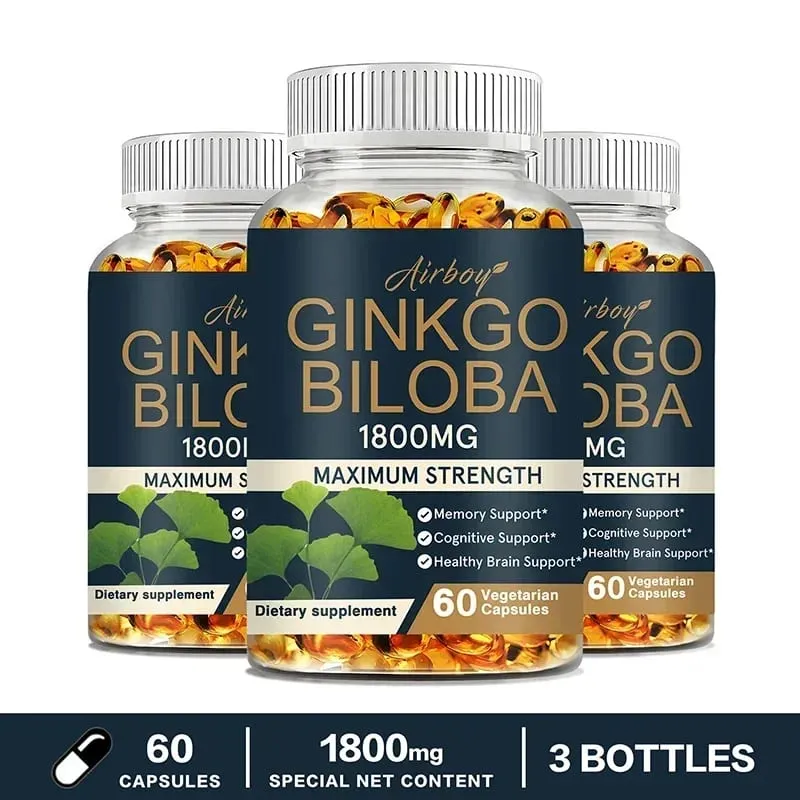Ginkgo Biloba Capsules - Boost Brain Improve Memory and Cognitive Abilities Improve Blood Circulation