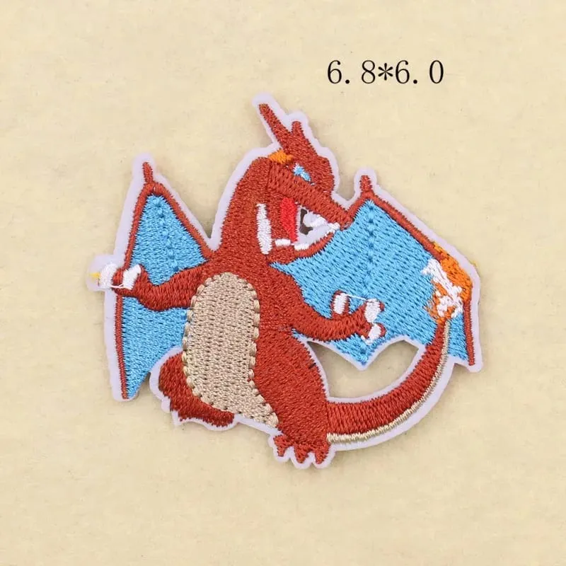 30 Style Cloth Patch Pikachu Charizard Clothes Stickers Sew on Embroidery Patches Applique Iron on Clothing Cartoon DIY Garment