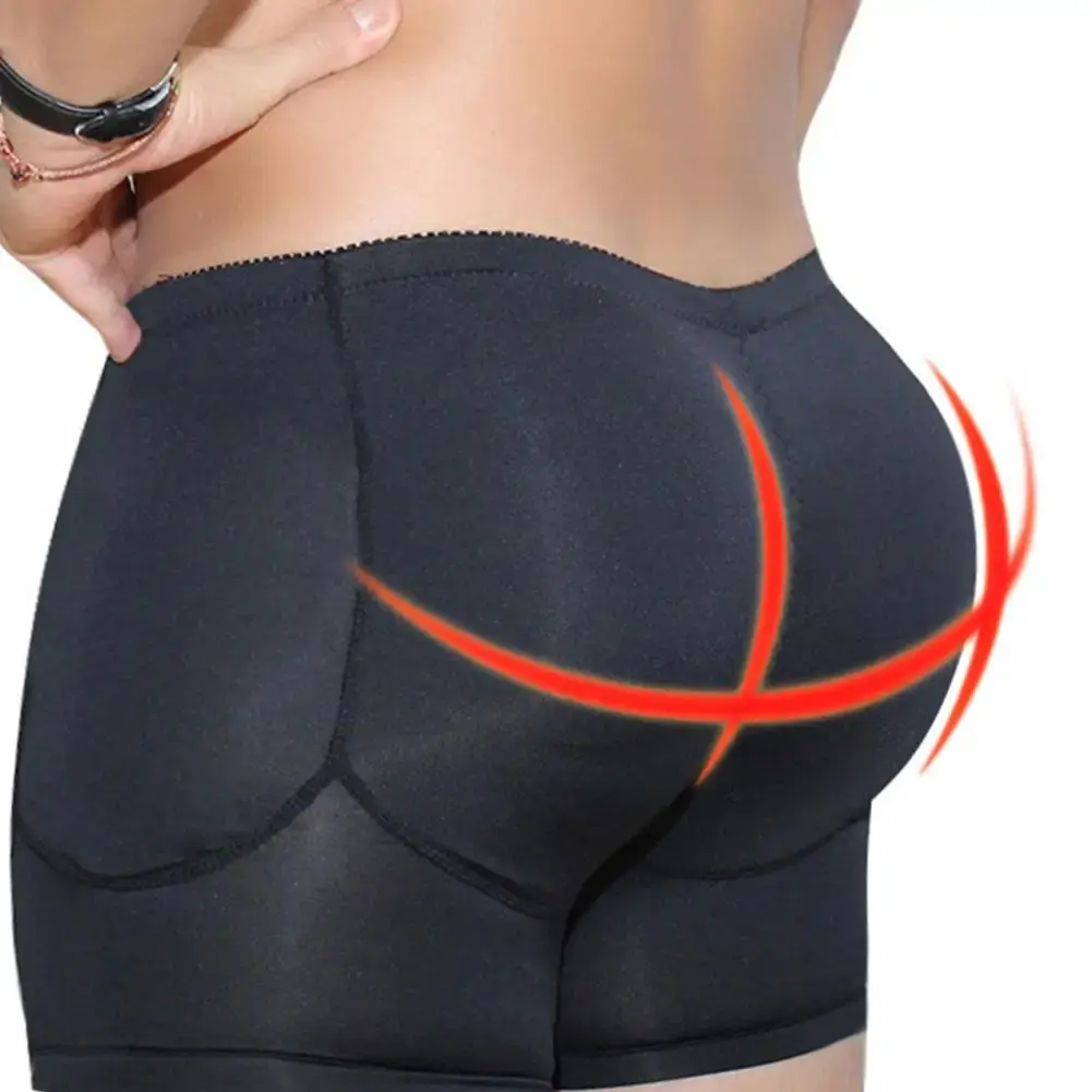 섹시한 가짜 엉덩이 패딩 복서 남성 팬티 패드 작성 Shapewear 두꺼운 엉덩이 리프팅 자연 남성 복서 속옷 엉덩이 기중 장치