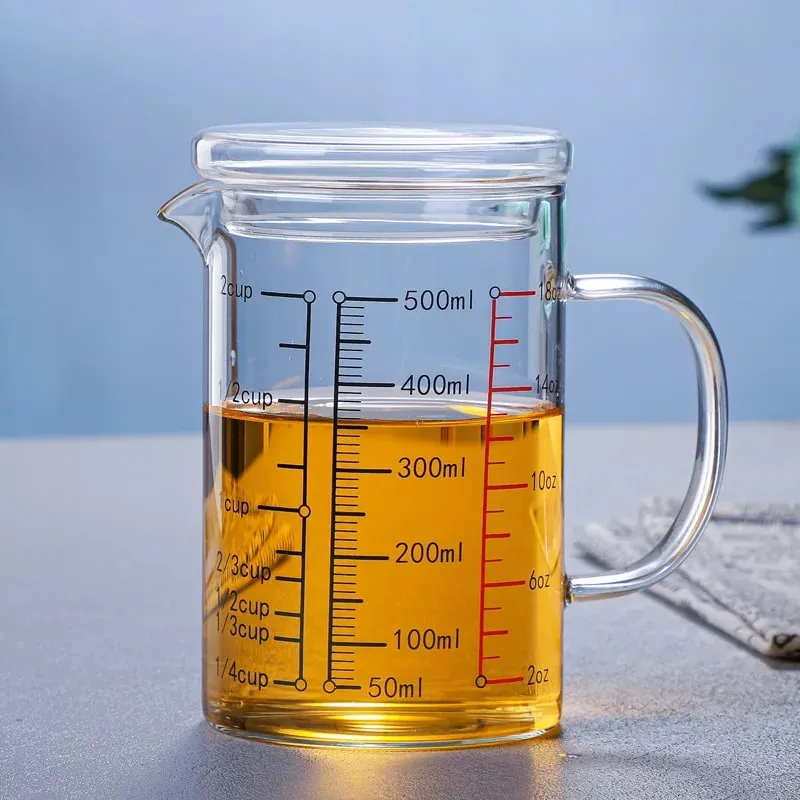 Mataas na Borosilicate Glass Measuring Cups Clear Glass Scale Cup With Handle V Shaped Spout Kitchen Glass Measuring Beaker