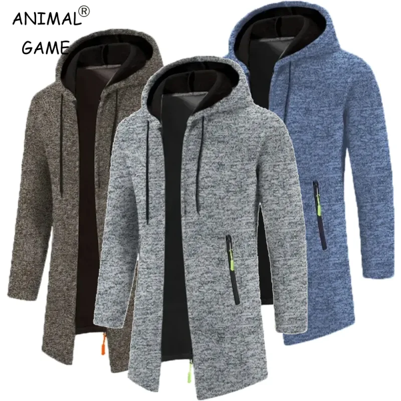 Nieuwe heren trui met lange mouwen en capuchon voor mannen rits sweatshirts oversize streetwear warme effen kleur herfst jas hoodie mannen