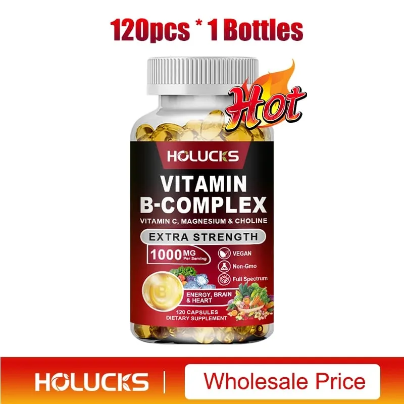 Vitamin B Complex Supplement Rich in B1 B2 B3 B5 B6 Biotin Strength Energy Support Brain & Heart Promote Metabolism