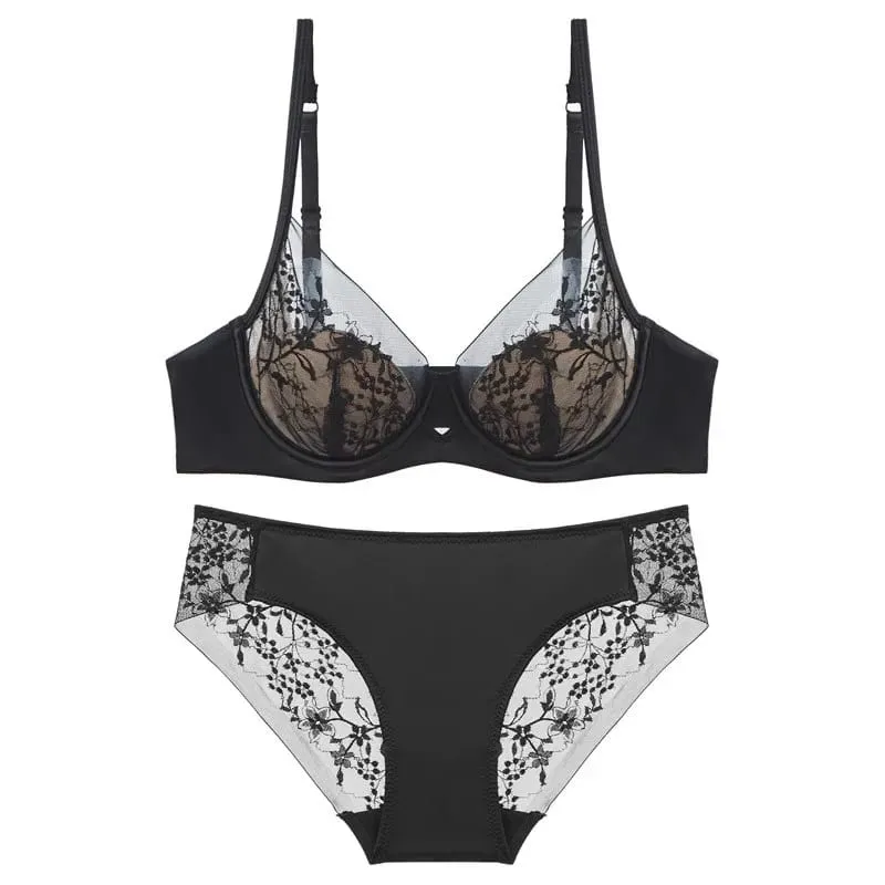 Bridal Festive Red Lace Intimates Kit Soft Underwire Thin Cup Push‑Up Support Lingerie Set For Small Bust 32‑38 Women Underwear
