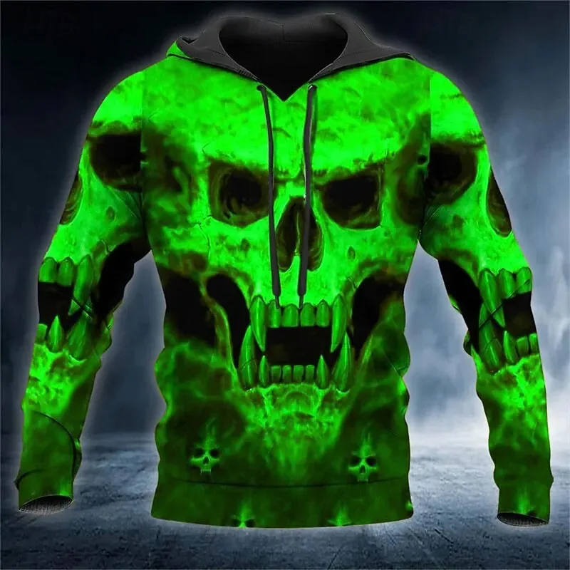 Männer Schädel 3D Gedruckt Hoodie, Halloween Horror Grafik Kapuzenpullover, Gothic Casual Streetwear Pullover Tops Männer Kleidung