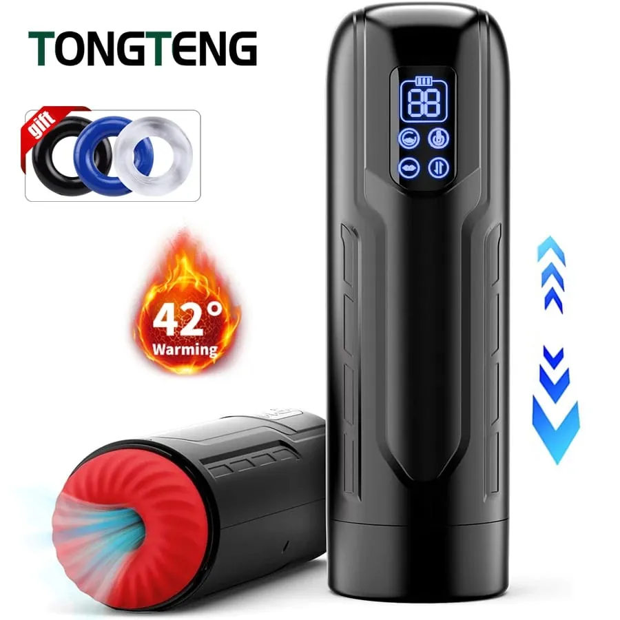 Automatic Male Masturbator Cup with Sucking Thrusting Heating Modes Stroker Blowiob Machine LCD Display Adult Sex Toy for Men