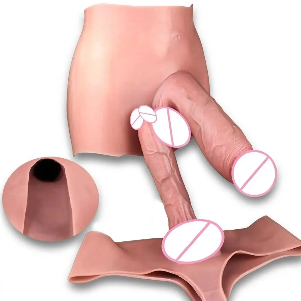 Large Hollow Dildo Premium Silicone Pants Wearable Hyper Realistic Insertable Penis Cover Adult Intimate Wearable Toys — image 1