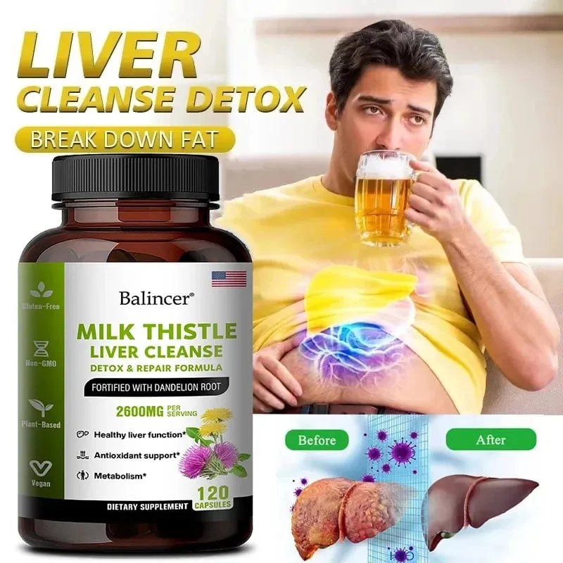 Milk Thistle and Dandelion Root Extract Supplement for Liver Detoxification Repair and Nourishing Antioxidant — image 2