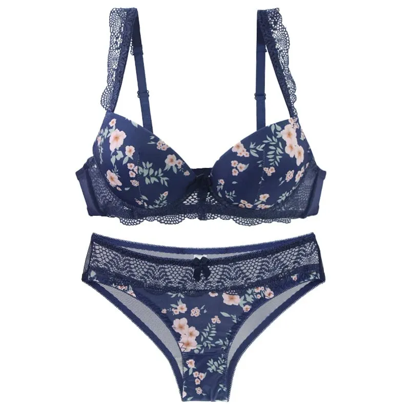 2023 novas senhoras sexy conjunto de sutiãs para grandes boops bcde copo arco floral roupa interior preto bege azul vermelho branco renda lingerie feminina