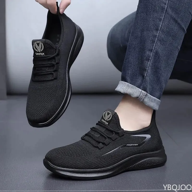 Men's Trendy Flat Bottom shoes Mesh Non Slip Lace Up Casual comfortable Shoes Lightweight Fashion Running Men sneakers