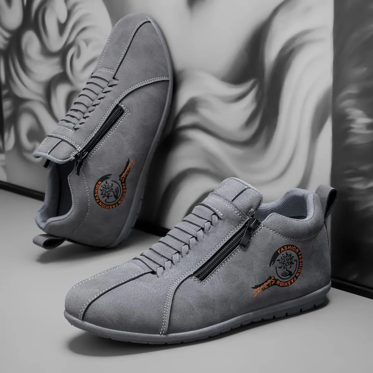 Low-Top Men's Versatile Comfortable Zippered Shoes for Outdoor Hiking and Casual Sports.