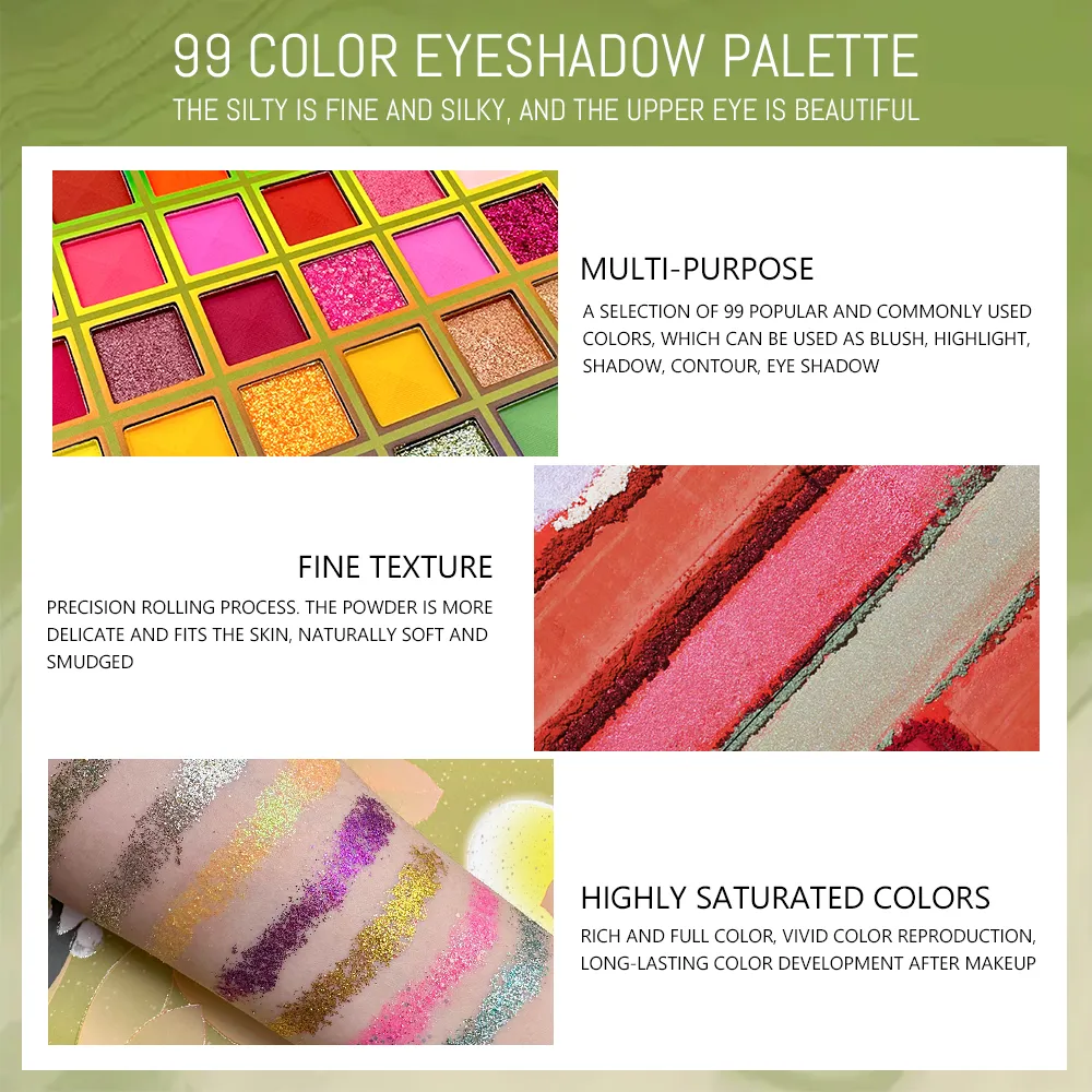 99 Color Rainbow Eye Makeup Plate Professional Matte Flash Plate Durable Eye Shadow Plate Suitable for Gifts to Women Cosmetics