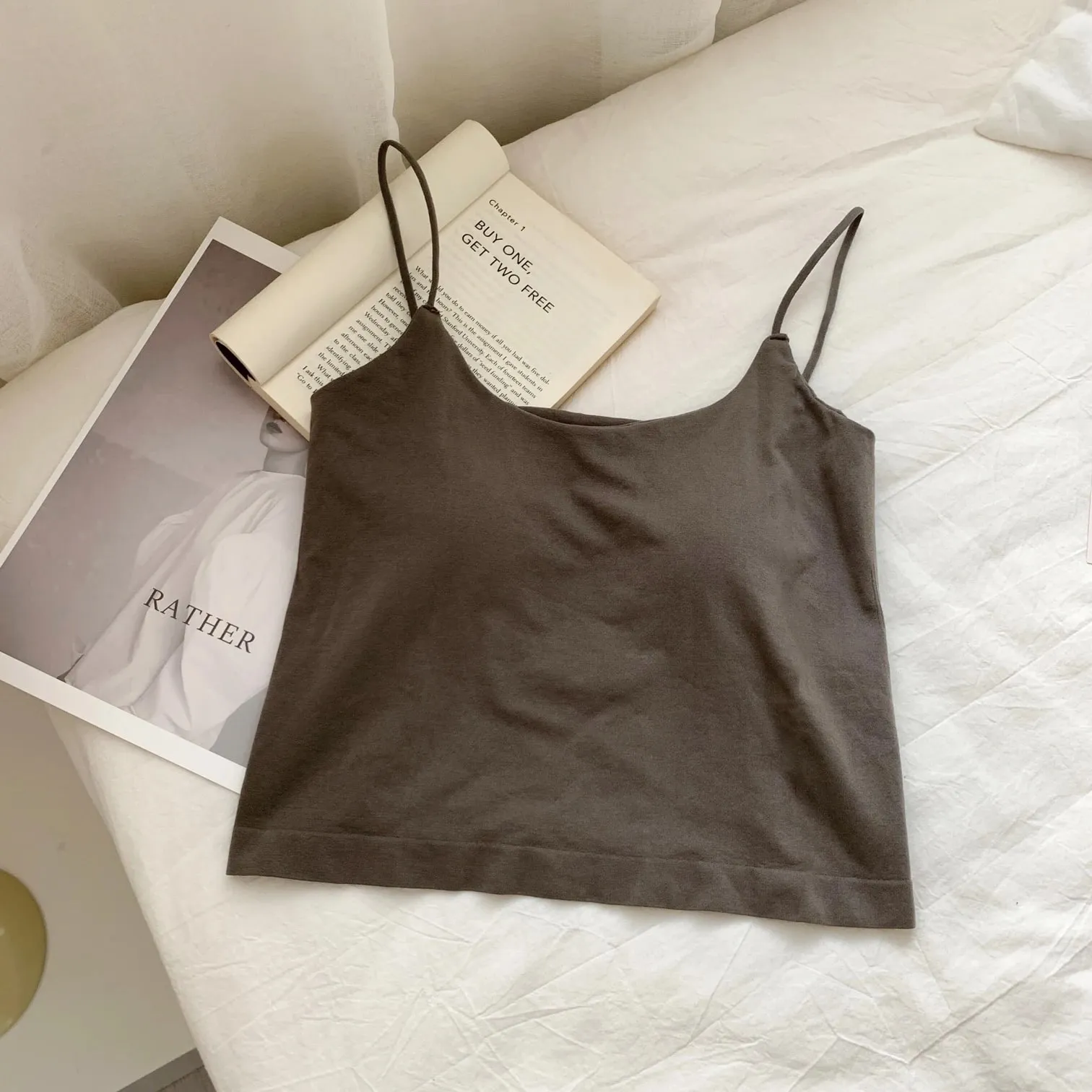 Zjaiss 2026 Summer Pure Desire Sexy Camisole Top Adjustable Spaghetti Strap Crop Top Women's Solid Color Y2K Tank Top