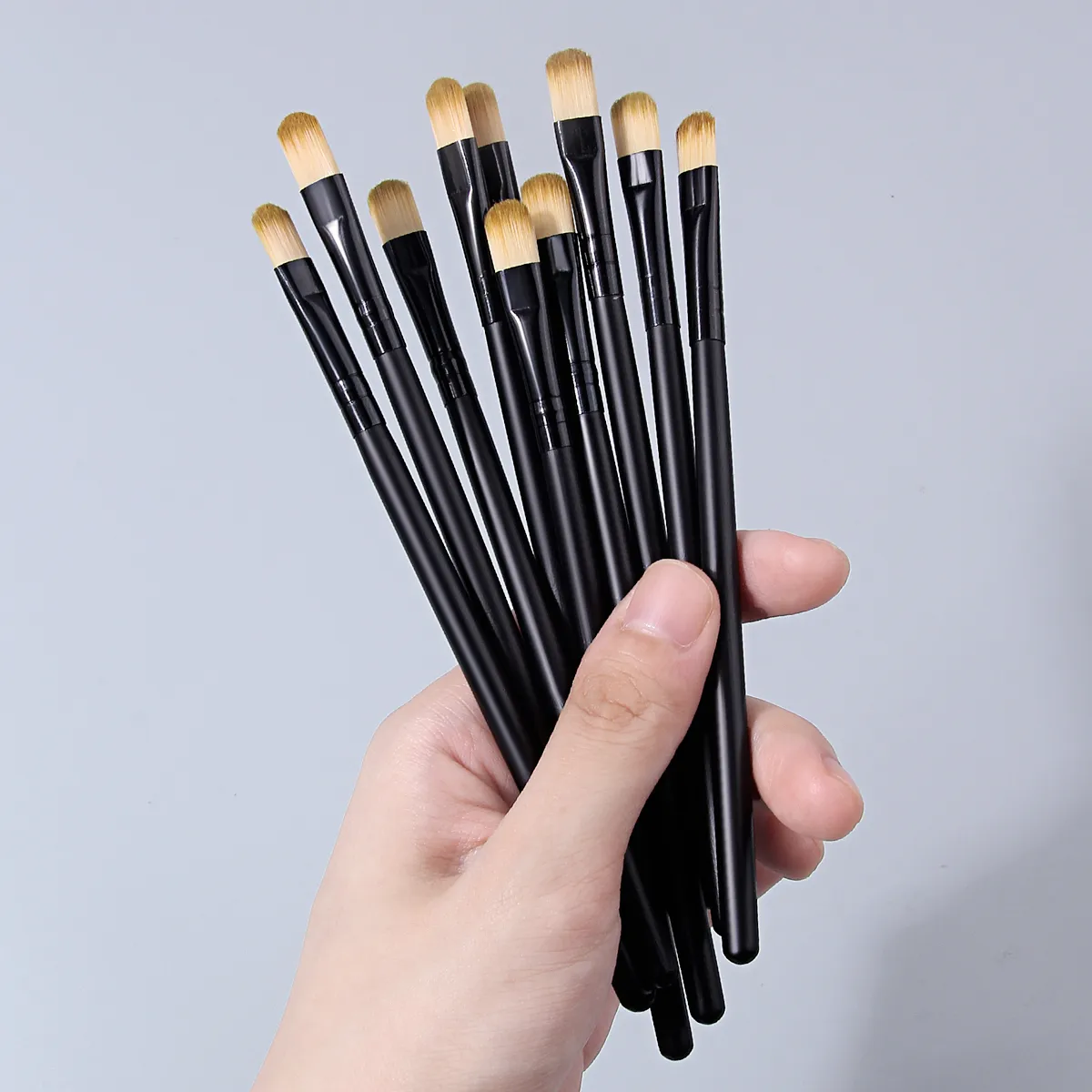Hot Sale 10PCS Flat Eye Shadow Brushes Black Handle Soft Bristle Eyeshadow Applicator Brushes for Beginner Eye Makeup