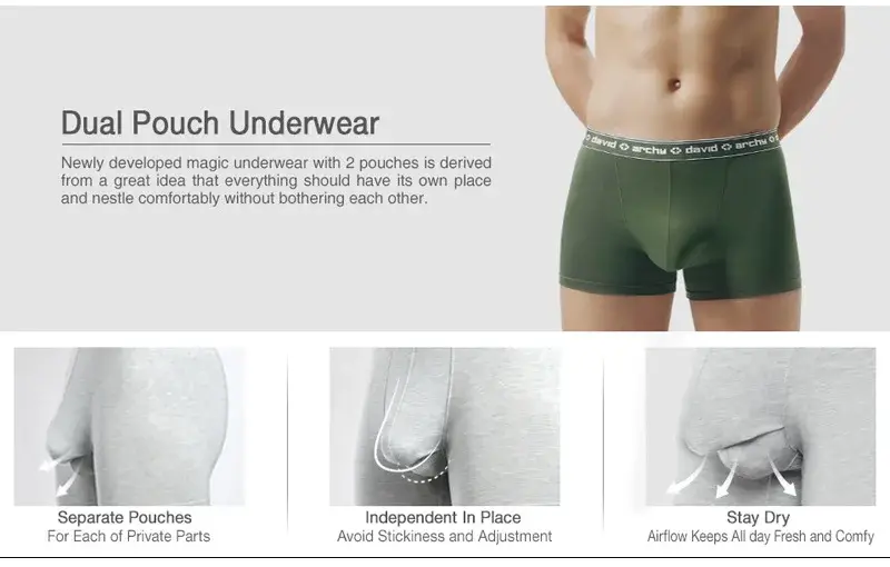 David Archy 3 Pack Mens ชุดชั้นในกางเกงบ็อกเซอร์ Basic MicroModal Soft Breathable Mens Dual Pouch Boxers Quick Dry กีฬาฟิตเนส