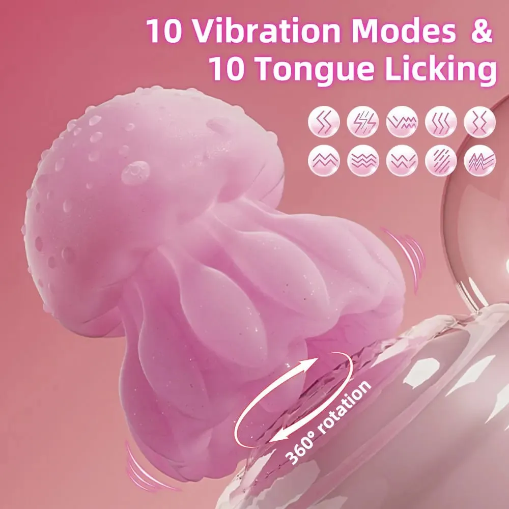 Tongue Licking Vibrator 10 Modes Vibration LED Rainbow Color Jellyfish Vibrator Nipple Clitoral Stimulator Sex Toy for Adults 18 — image 4