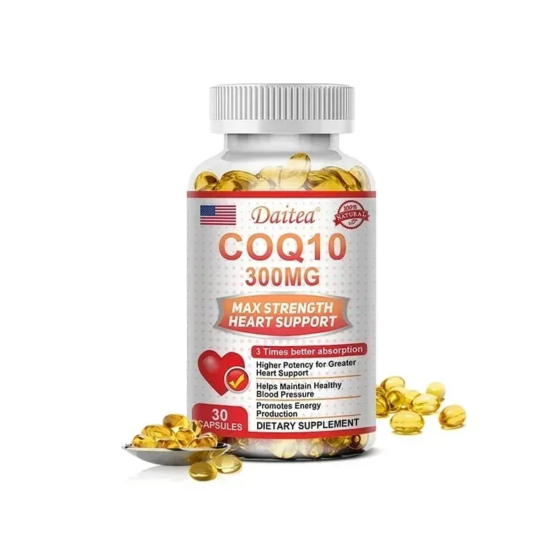 Coenzyme Q10 Capsules 300 Mg Each To Promote Cardiovascular Health and Heart Health Provide Energy To Support Joint Health