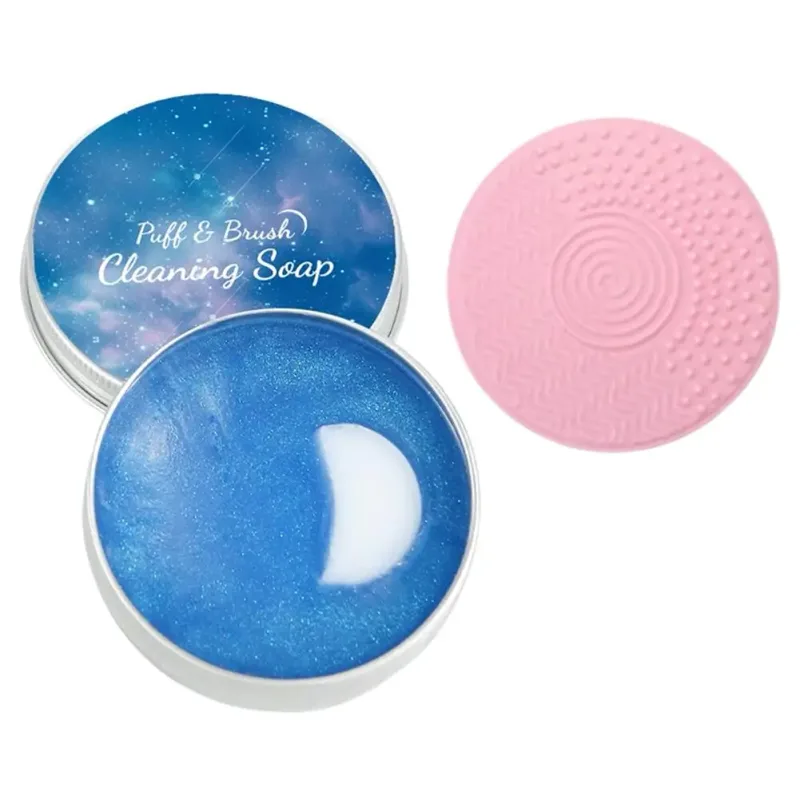 Makeup Brush Cleaner Soap with Silicone Mat Deeply Cleans Waterproof Makeup for Synthetic & Natural Makeup Brushes & Sponges