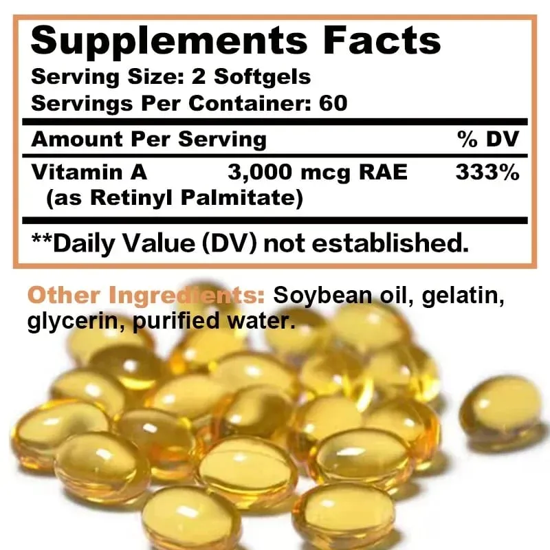 Vitamin A 10000IU - Supports Healthy Vision and Immune System Skin Health - Non-GMO Gluten FreeSupplements