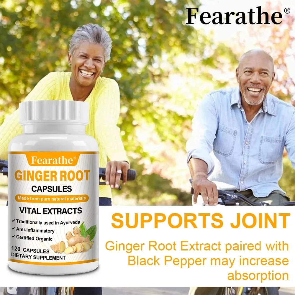 Organic Ginger Root Capsules 1200mg - with Black Pepper Extract For Joint Health Anti-Inflammation Muscle Immune Health — image 6