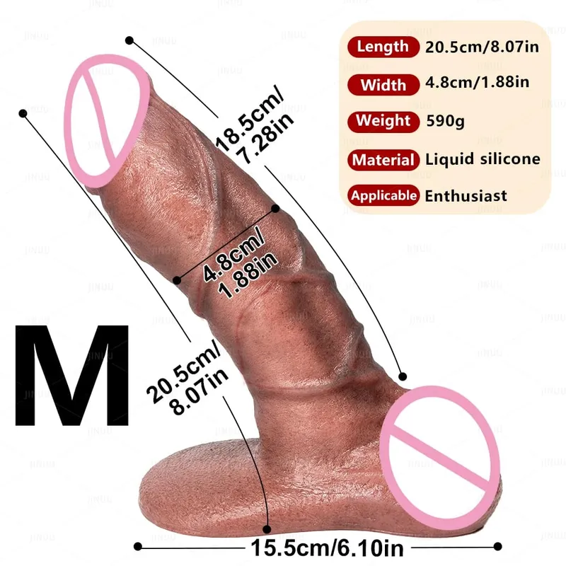 Vibrador de silicone grosso xxl com ventosa grande, massageador de silicone macio e realista, textura de nível de poros, brinquedo sexual para pênis — image 9