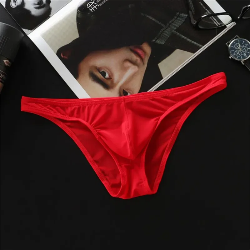 Bagong 2026 Men Ice Silk U Convex Samll Briefs Underwear Low Waist Ultra Manipis Transparent Bikini Slip Panties Plus Size M-XXL