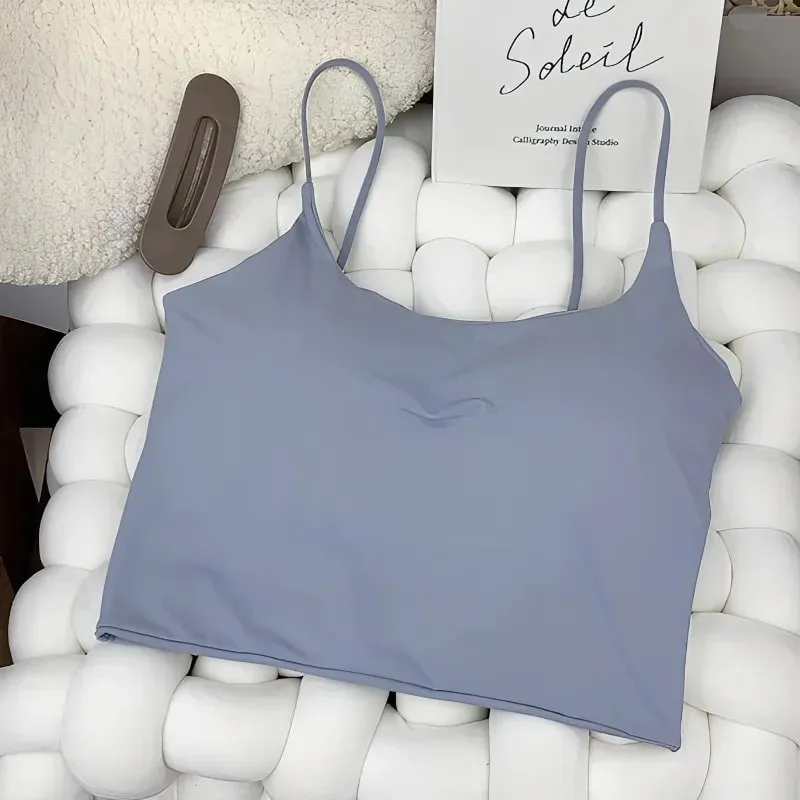 Summer Bra Top Gym Women Ice Silk Crop Seamless Tube Tops Camisole Underwear Korean Fashion Solid Padded Bralette Vest Naked — image 12