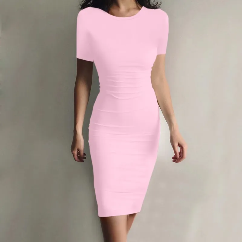 Summer Dress High Stretch Tank Robe Solid Short Sleeve Casual Slim Long Pencil Dress Women Sexy Maxi Dress Elegant Thin Vestido