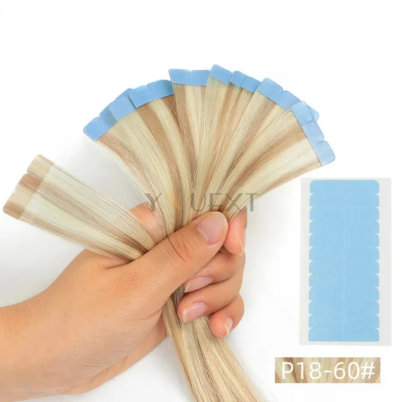 Invisible Mini Tape In Human Hair Extensions Seamless Adhesive Natural Straight Hair 12-24 Inches Machine Remy Hair 10pcs/pack