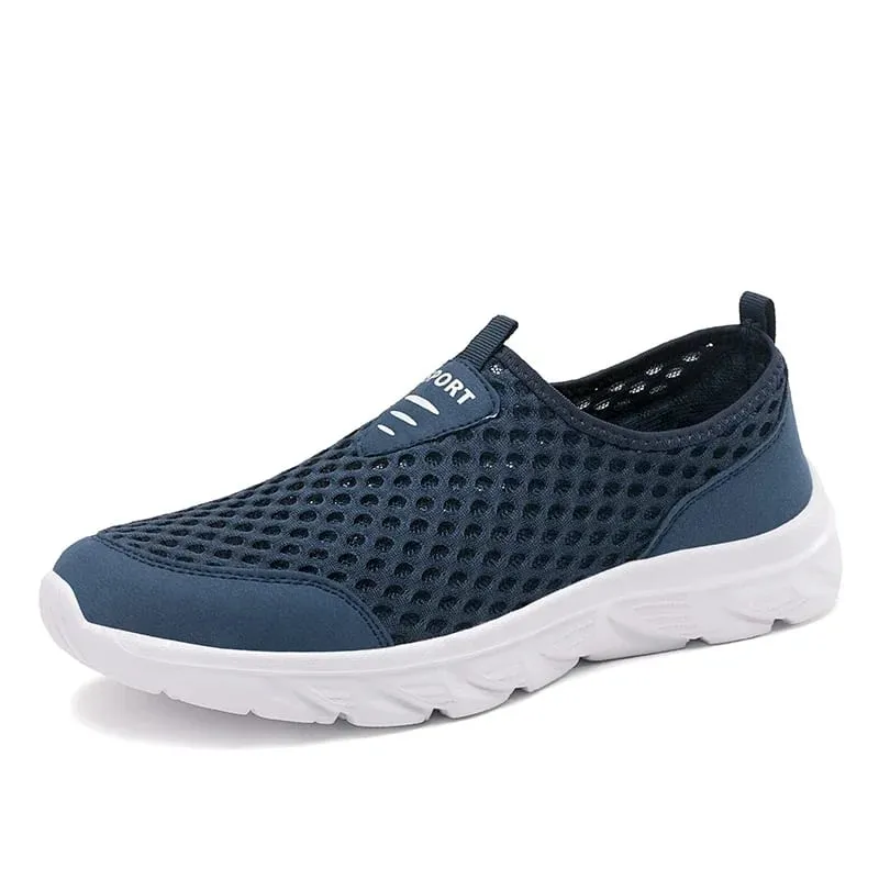 Sapatos de malha respirável masculino deslizamento em tênis casuais masculinos antiderrapantes sapatos de caminhada ao ar livre para homem