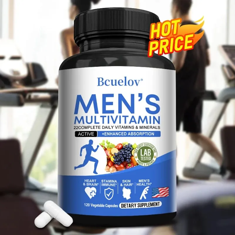 Vitamin tổng hợp hàng ngày cho nam giới – 22 Vitamin & Khoáng chất Bổ sung chế độ ăn thuần chay để tiêu hóa miễn dịch năng lượng Da và sức khỏe tổng thể