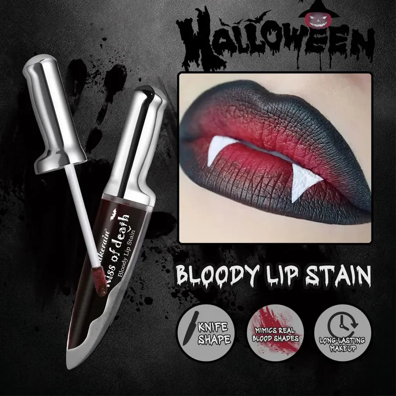 5pcs Goth Halloween Makeup Set Foundation Stick Red Temporary Hair Color Spray Lip Stain Eyeshadow Stick Cosplay Party Makeup