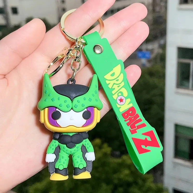 Anime Dragon Ball Keychain PVC Cartoon Cartoon Figure Trunks Son Goku Piccolo Buu Vegeta Figures Key Chain Keyring Bag Decor